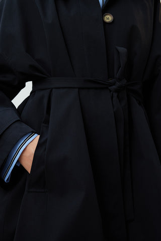 Stockholm Scarf Detailed Oversize Trench Coat Black