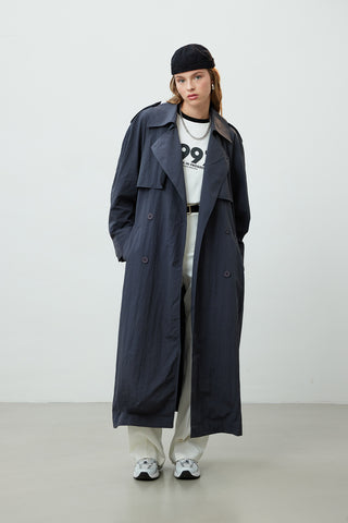 Technical Fabric Oversize Trench Coat Anthracite