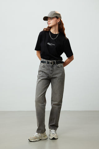 1975 Palazzo Straight Fit Jeans Grey