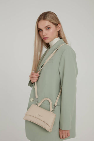 Textured Faux Leather Bag Beige