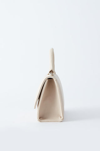 Textured Faux Leather Bag Beige