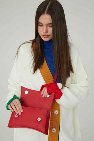 Textured Leather Bag Red