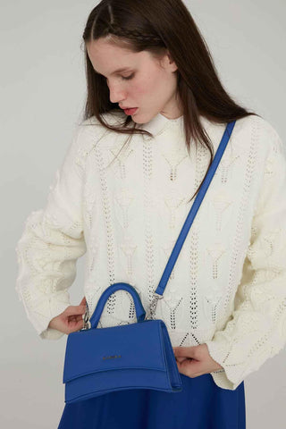 Textured Faux Leather Bag Blue