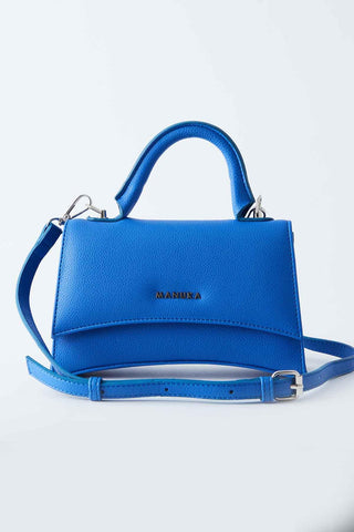 Textured Faux Leather Bag Blue