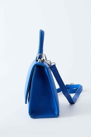 Textured Faux Leather Bag Blue