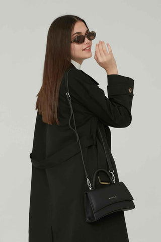 Textured Faux Leather Bag Black