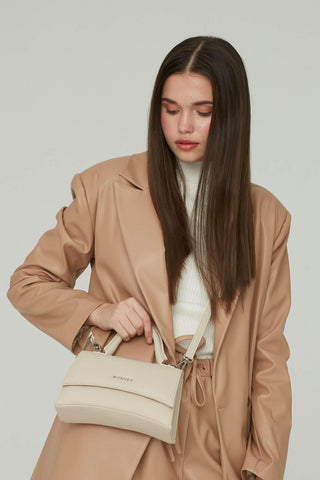 Textured Leather Bag Beige