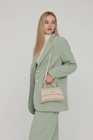 Textured Faux Leather Bag Beige