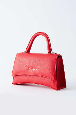 Textured Faux Leather Bag Red