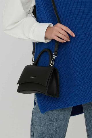 Textured Faux Leather Bag Black