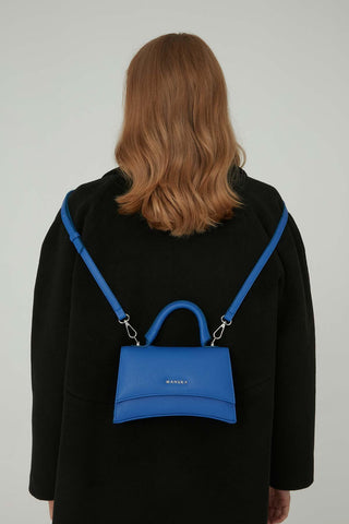 Textured Faux Leather Bag Blue