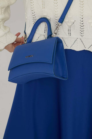 Textured Faux Leather Bag Blue