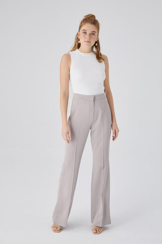 Satin Bell Bottom Trousers Stone