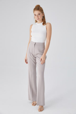 Satin Bell Bottom Trousers Stone