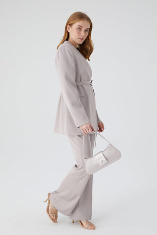 Satin Bell Bottom Trousers Stone