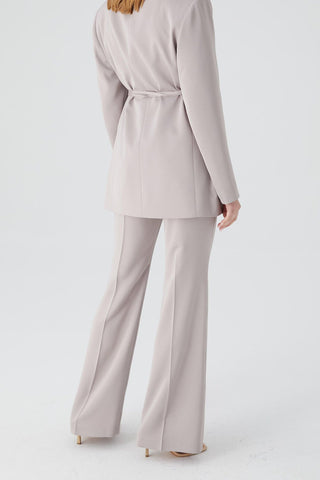 Satin Bell Bottom Trousers Stone