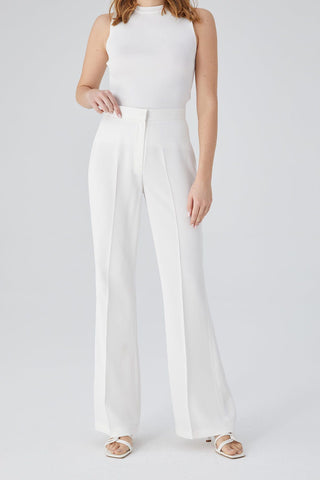 Satin Bell Bottom Trousers Ecru