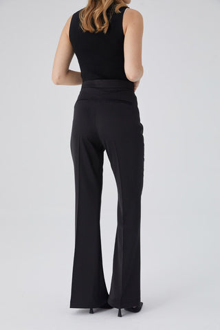 Satin Bell Bottom Trousers Black