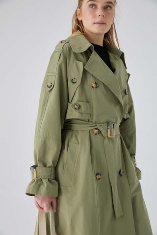 Pocket Detailed Trench Coat Khaki