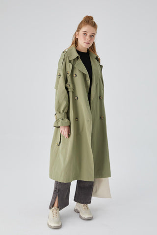 Pocket Detailed Trench Coat Khaki