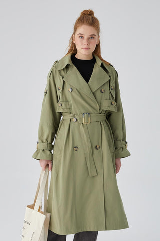 Pocket Detailed Trench Coat Khaki