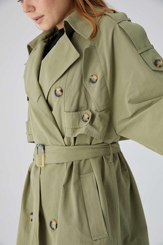 Pocket Detailed Trench Coat Khaki