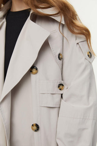 Pocket Detailed Trench Coat Stone