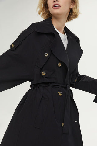 Pocket Detailed Trench Coat Black