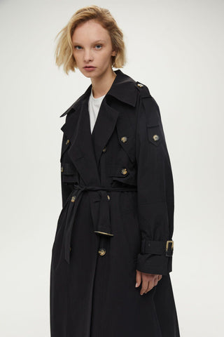 Pocket Detailed Trench Coat Black