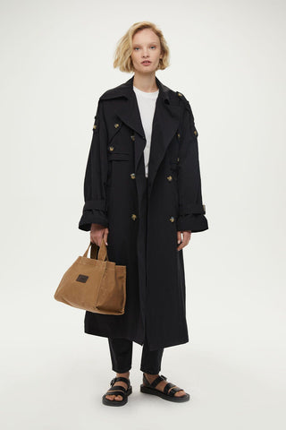 Pocket Detailed Trench Coat Black