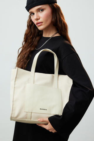 Canvas Bag With Pockets Beige