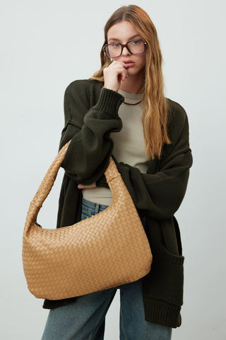 Frances Large Knit Bag Light Brown