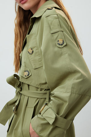 Pocket Detailed Trench Coat Khaki