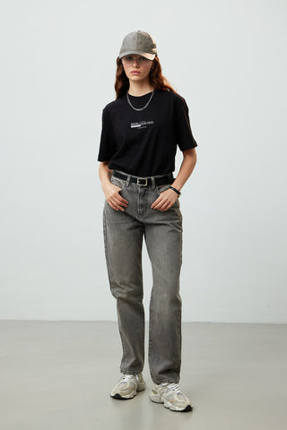 1975 Palazzo Straight Fit Jeans Grey