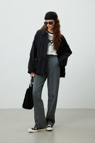 Oversize Bomber Coat Black