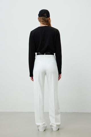 Front Seam Straight Pants White