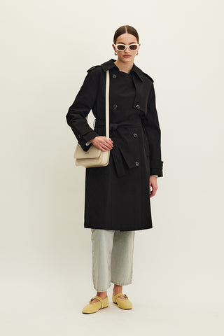 Anika Belted Trench Coat Black