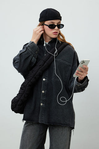 Oversize Denim Shirt Jacket Anthracite