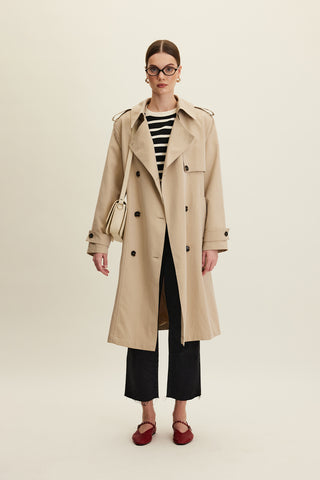 Anika Belted Trench Coat Stone