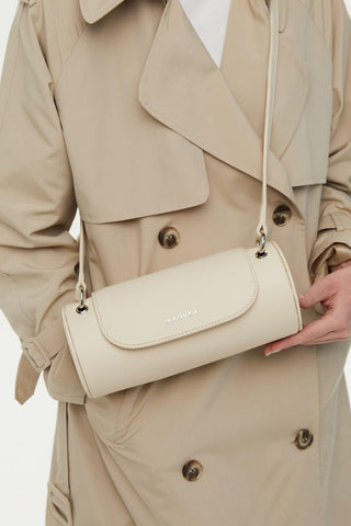 Cylinder Leather Bag Beige