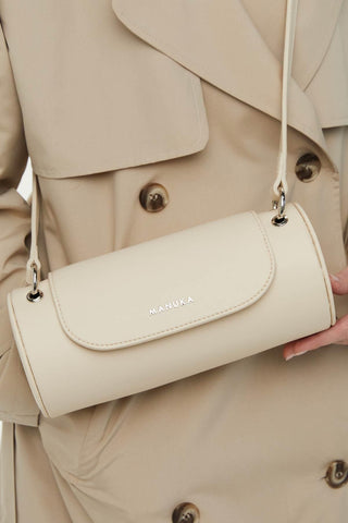 Cylinder Leather Bag Beige