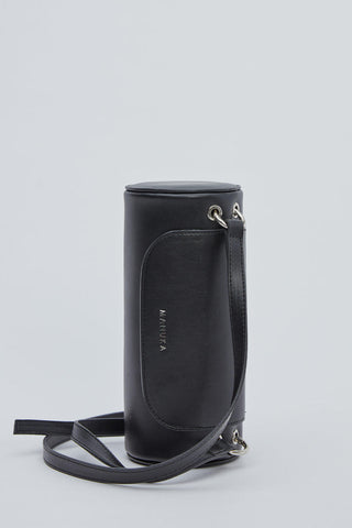 Cylinder Faux Leather Bag Black