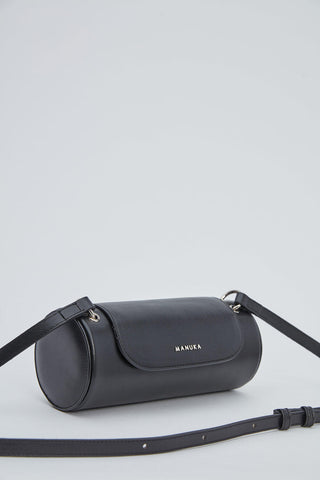 Cylinder Faux Leather Bag Black