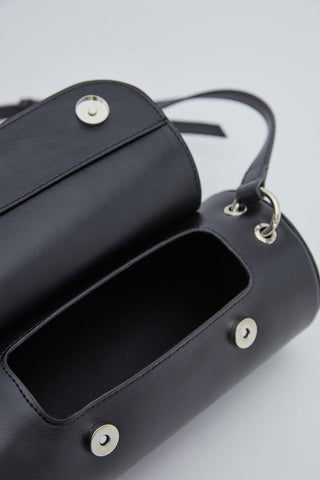 Cylinder Faux Leather Bag Black