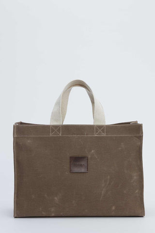 Faded Effect Large Canvas Bag Brown