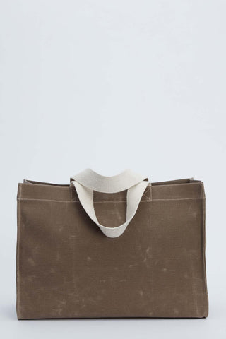 Faded Effect Large Canvas Bag Brown