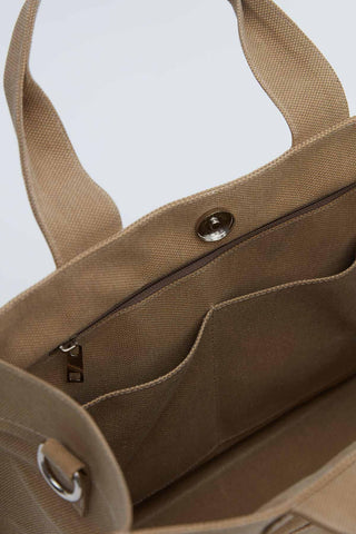 Faded Effect Medium Canvas Bag Camel