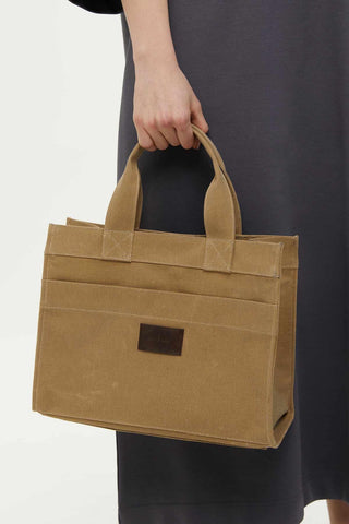 Faded Effect Medium Canvas Bag Camel