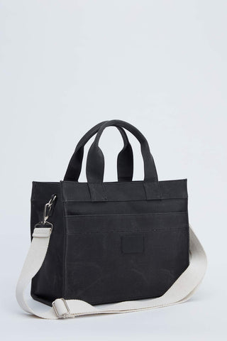 Faded Effect Medium Canvas Bag Black