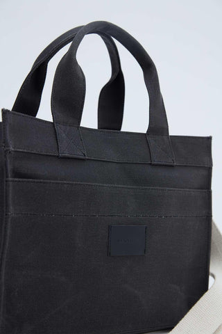 Faded Effect Medium Canvas Bag Black